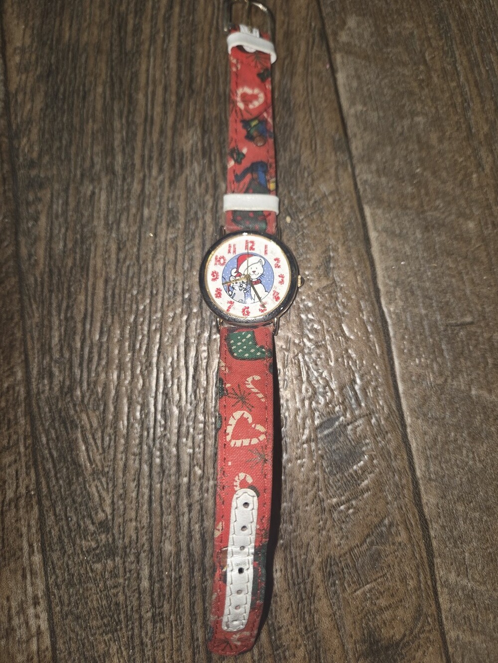 Vintage DingBats Cat Mouse Candy Cane Numbers Christmas Wrist Watch